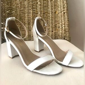 DreamParis White high heels, wedding shoes
